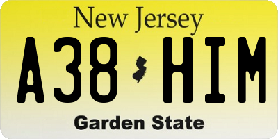 NJ license plate A38HIM