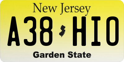 NJ license plate A38HIO