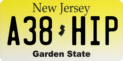 NJ license plate A38HIP