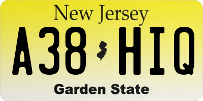 NJ license plate A38HIQ