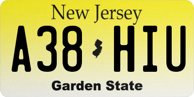 NJ license plate A38HIU