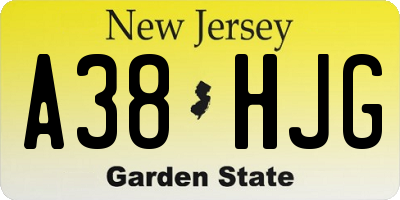 NJ license plate A38HJG