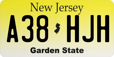 NJ license plate A38HJH