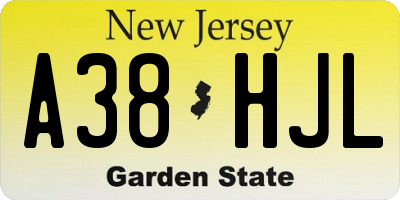 NJ license plate A38HJL