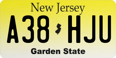 NJ license plate A38HJU