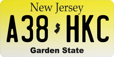 NJ license plate A38HKC