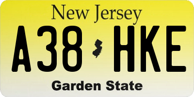 NJ license plate A38HKE