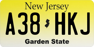 NJ license plate A38HKJ