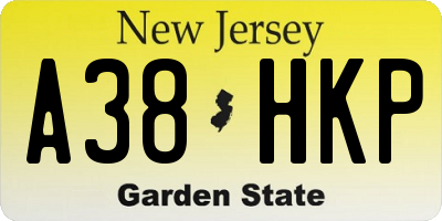NJ license plate A38HKP