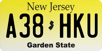 NJ license plate A38HKU
