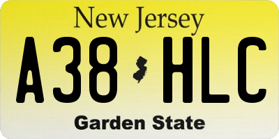 NJ license plate A38HLC