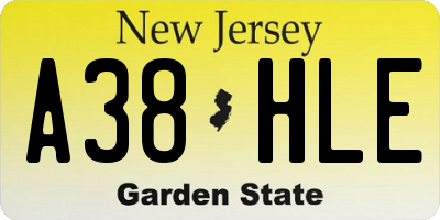 NJ license plate A38HLE