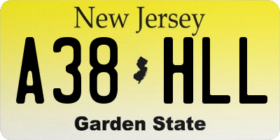 NJ license plate A38HLL