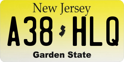 NJ license plate A38HLQ