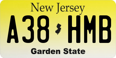 NJ license plate A38HMB