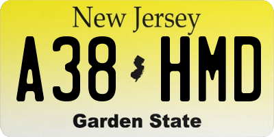 NJ license plate A38HMD