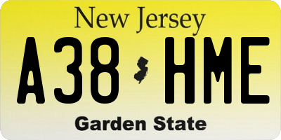 NJ license plate A38HME