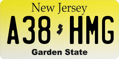 NJ license plate A38HMG