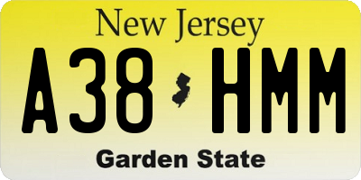 NJ license plate A38HMM