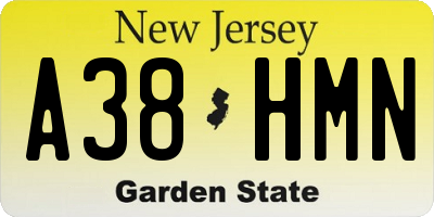 NJ license plate A38HMN