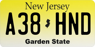 NJ license plate A38HND