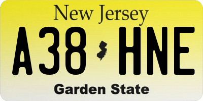 NJ license plate A38HNE