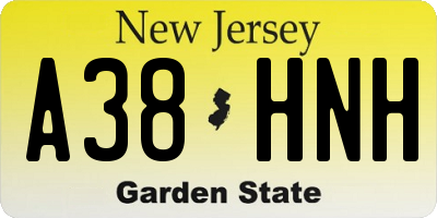 NJ license plate A38HNH