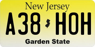 NJ license plate A38HOH