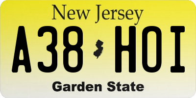 NJ license plate A38HOI