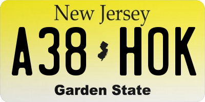 NJ license plate A38HOK