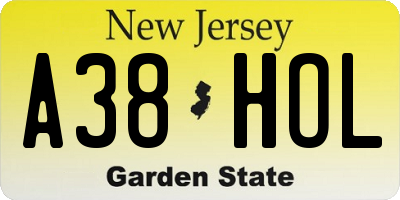 NJ license plate A38HOL