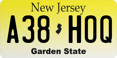 NJ license plate A38HOQ