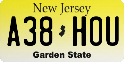 NJ license plate A38HOU