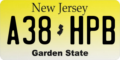 NJ license plate A38HPB