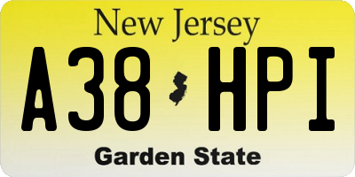 NJ license plate A38HPI