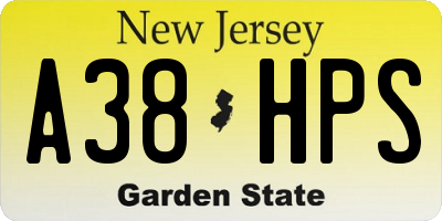 NJ license plate A38HPS