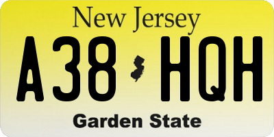 NJ license plate A38HQH