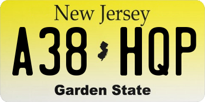 NJ license plate A38HQP