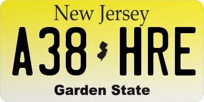NJ license plate A38HRE