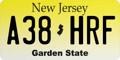 NJ license plate A38HRF