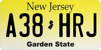 NJ license plate A38HRJ