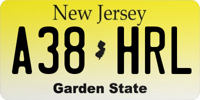 NJ license plate A38HRL