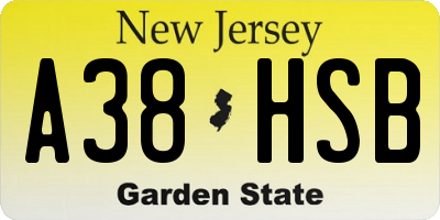 NJ license plate A38HSB
