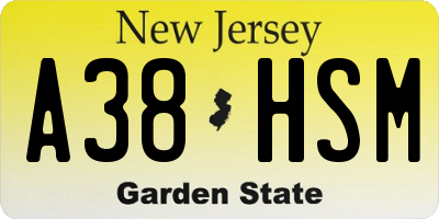 NJ license plate A38HSM