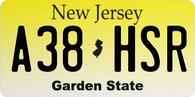 NJ license plate A38HSR