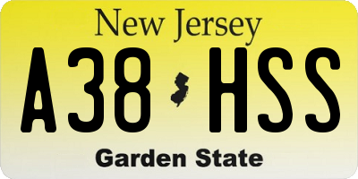 NJ license plate A38HSS