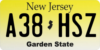 NJ license plate A38HSZ
