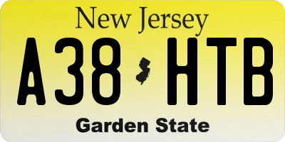 NJ license plate A38HTB
