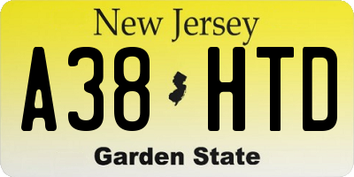 NJ license plate A38HTD