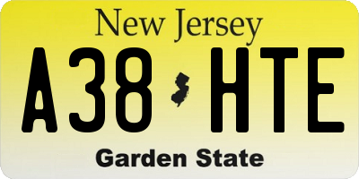 NJ license plate A38HTE